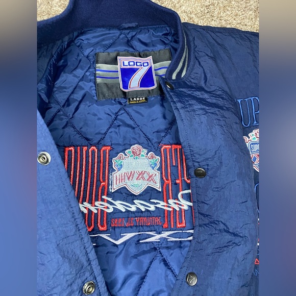 Vintage Logo 7 90’s Super Bowl XXVII Cowboys vs Bills Puffer Jacket Men Sz Large - Picture 6 of 14